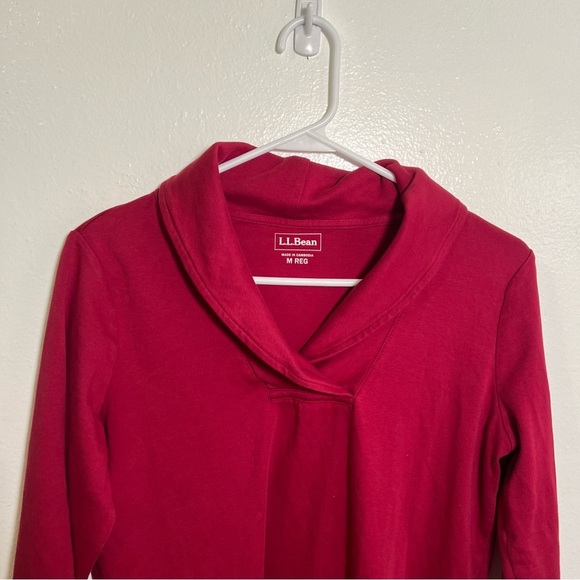 L.L. Bean Pullover Long-Sleeve Shawl Collar Top Dark Cranberry M - Picture 5 of 11
